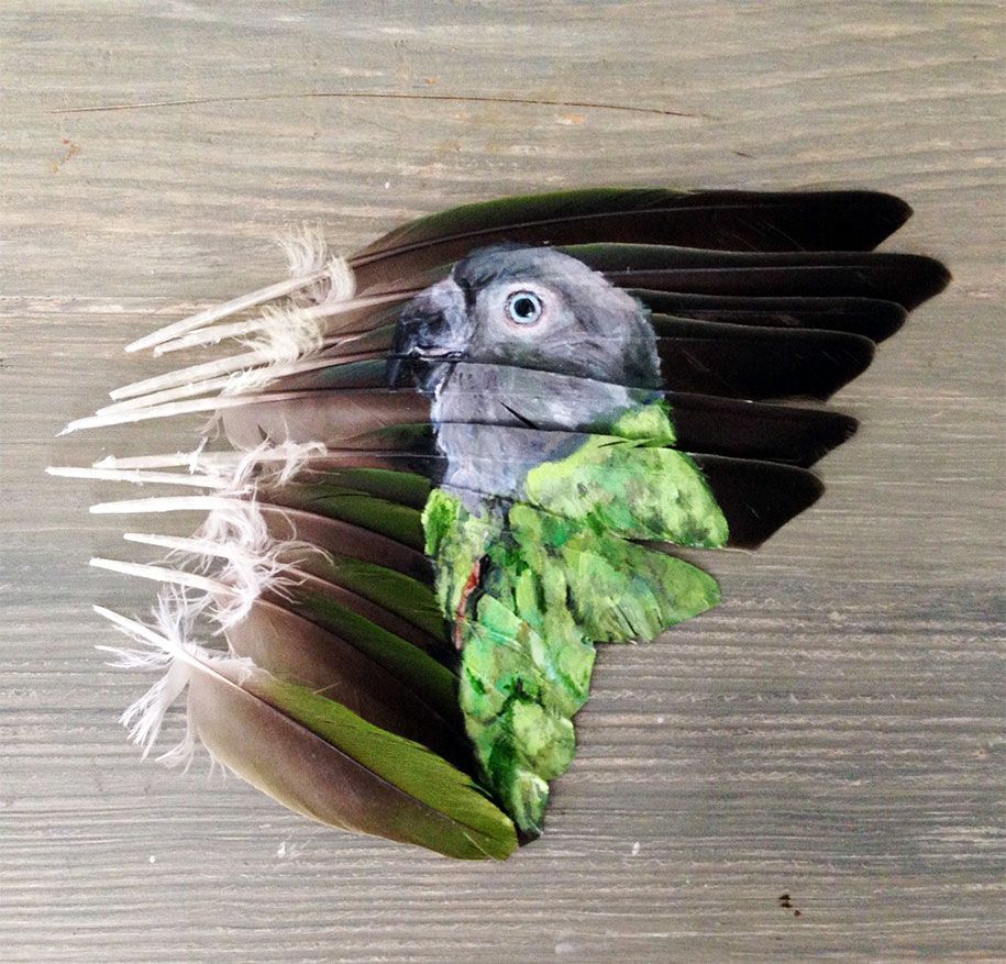 Tier-Vogel-Malerei-Federn-Öl-Acryl-Farbe-Jamie-Homeister-13