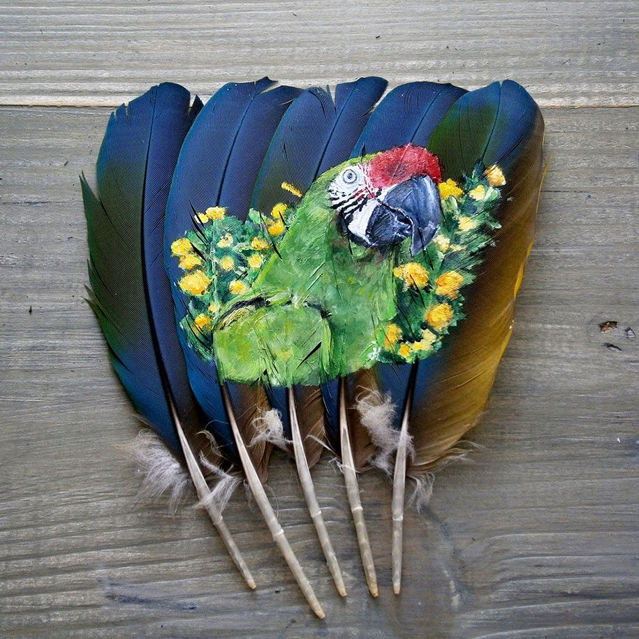 Tier-Vogel-Malerei-Federn-Öl-Acryl-Farbe-Jamie-Homeister-15