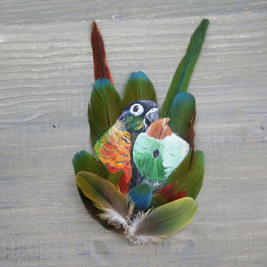 Tier-Vogel-Malerei-Federn-Öl-Acryl-Farbe-Jamie-Homeister-18