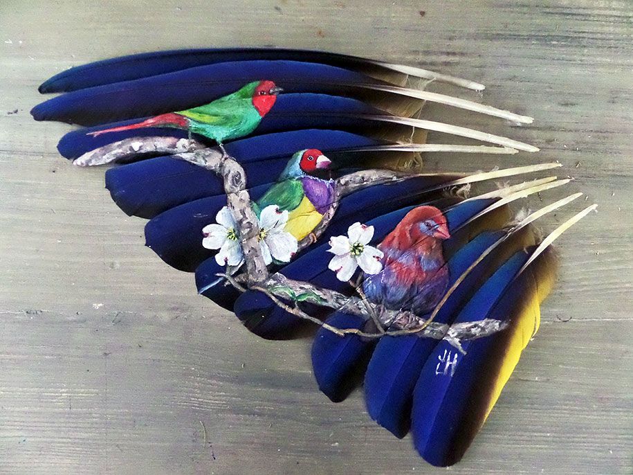 Tier-Vogel-Malerei-Federn-Öl-Acryl-Farbe-Jamie-Homeister-9