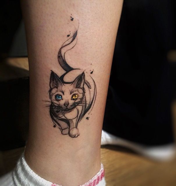 Идеи татуировок кошки-17