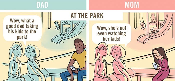 otec-vs-mama-rodičovstvo-stereotypy-komiksy-chaunie-brusie-1