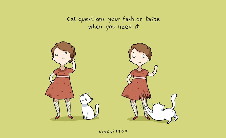 vtipné ilustrácie-domáce zvieratá-výhody-mačky-lingvistov-8