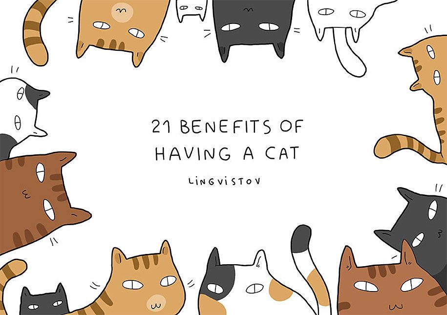 vtipné ilustrácie-domáce zvieratá-výhody-mačky-lingvistov-1