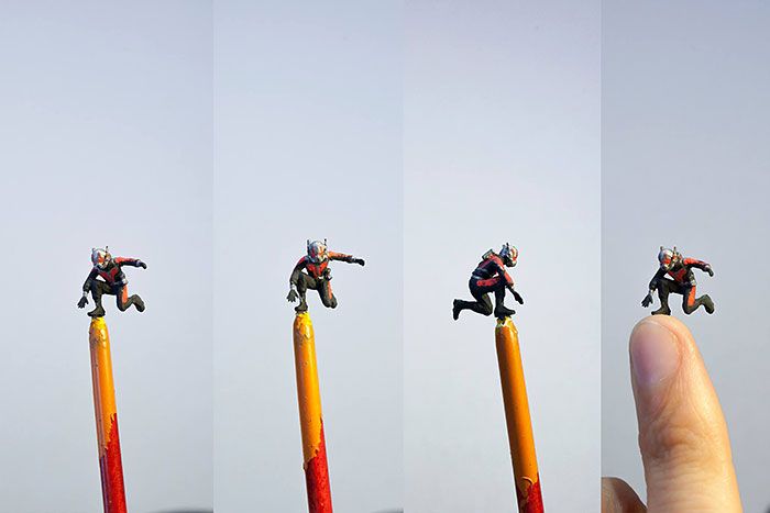 छोटे-सुपर हीरो-मॉडल-antman-फिल्म instalation-slinkachu -2
