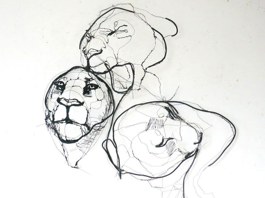 스케치북 낙서 와이어 동물 조각 동상 데이비드 올리베이라 포르투갈 -10
