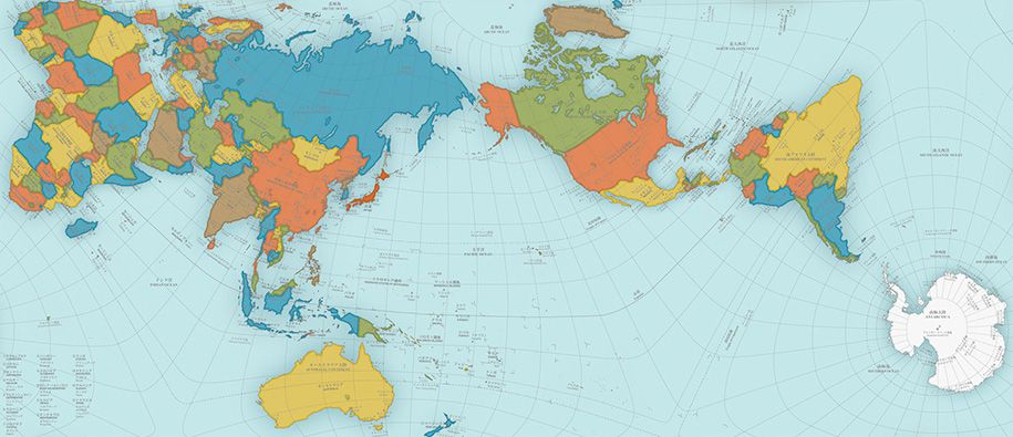 ความแม่นยำ - แผนที่โลกมาตราส่วนการออกแบบญี่ปุ่นฮาจิเมะนารุกาวะ -4