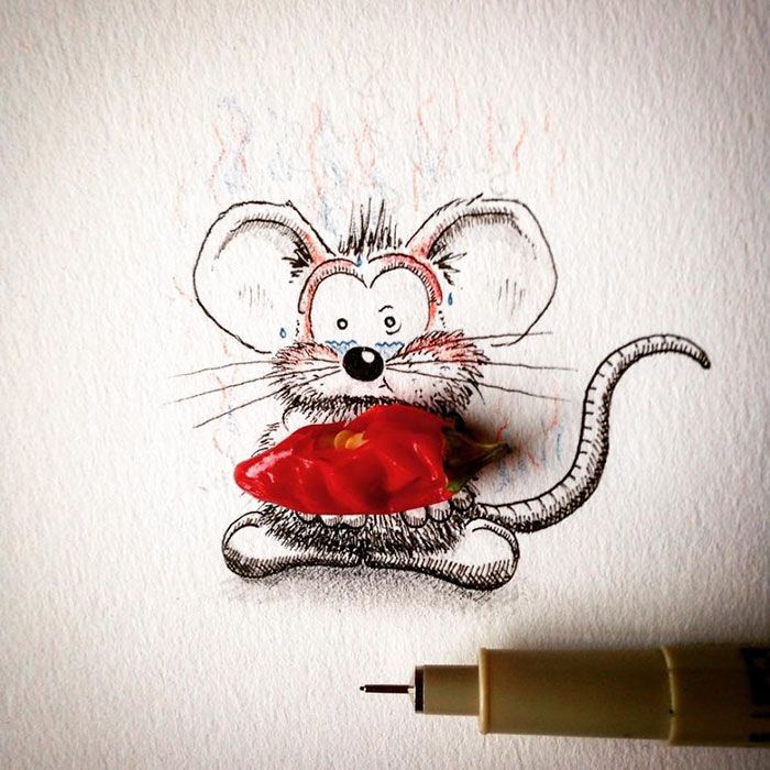 lyijykynä-piirustukset-hiiren seikkailut-rikiki-loic-apredart-25