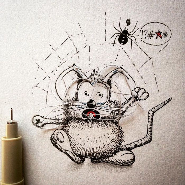 رسومات بالقلم الرصاص مغامرات الفأر ريكيكي لويك apredart-27