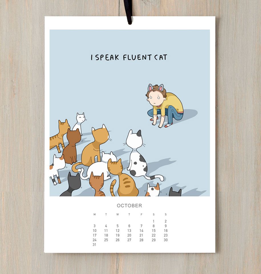 かわいい-イラスト-2016-cats-wall-calendar-lingvistov-3