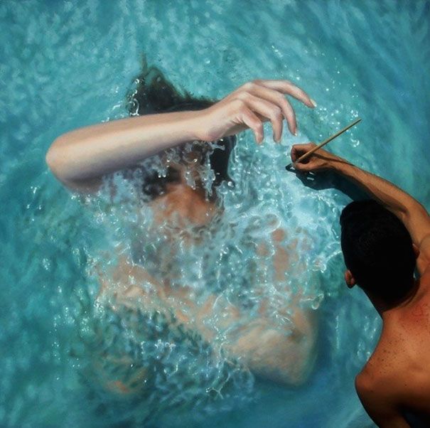 ציורים מציאותיים-מים-שחייה-אנשים-גוסטבו-סילבה-נונס -9