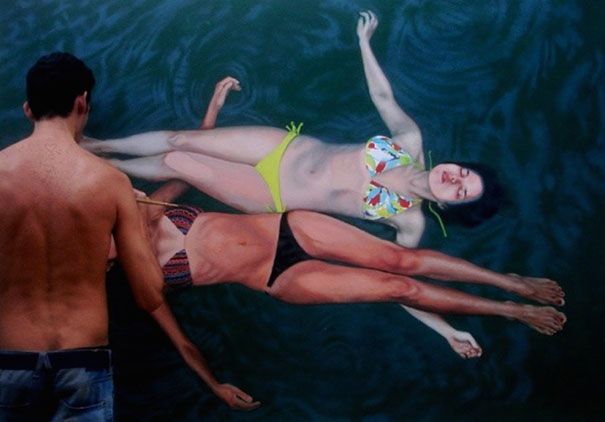 реалистични картини-вода-плуване-хора-Густаво-Силва-Нунез-4