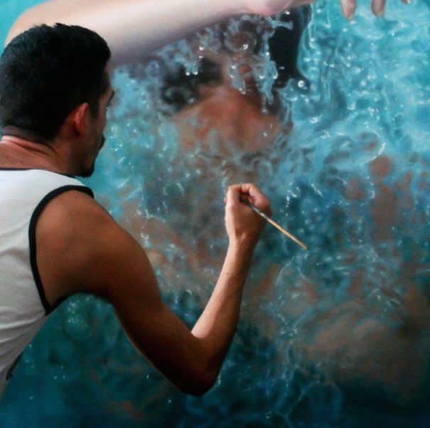 реалистичные-картины-вода-плавание-люди-Густаво-Сильва-Нуньес-6