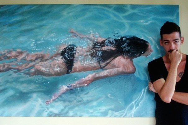 pinturas-realistas-água-natação-pessoas-gustavo-silva-nunez-5