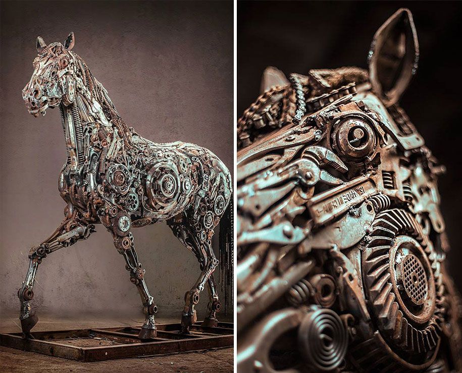 phế liệu-kim loại-steampunk-động vật-điêu khắc-hasan-novrozi-06