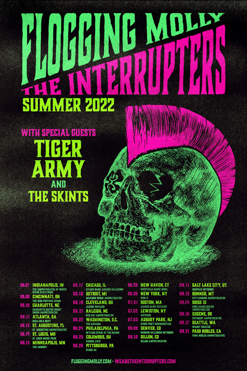 nejmenovaní 169 Flogging Molly a The Interrupters oznamují hlavní hlavní letní turné 2022 po USA