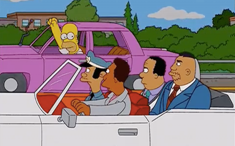 Simpsonu baltie aktieri varoņi, kuru krāsa nav balta, melna