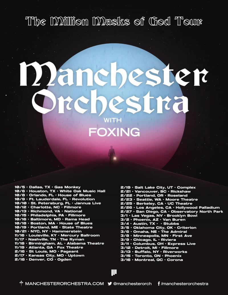 plakát k turné manchesterského orchestru Manchester Orchestra oznamuje turné po Severní Americe 2021 2022