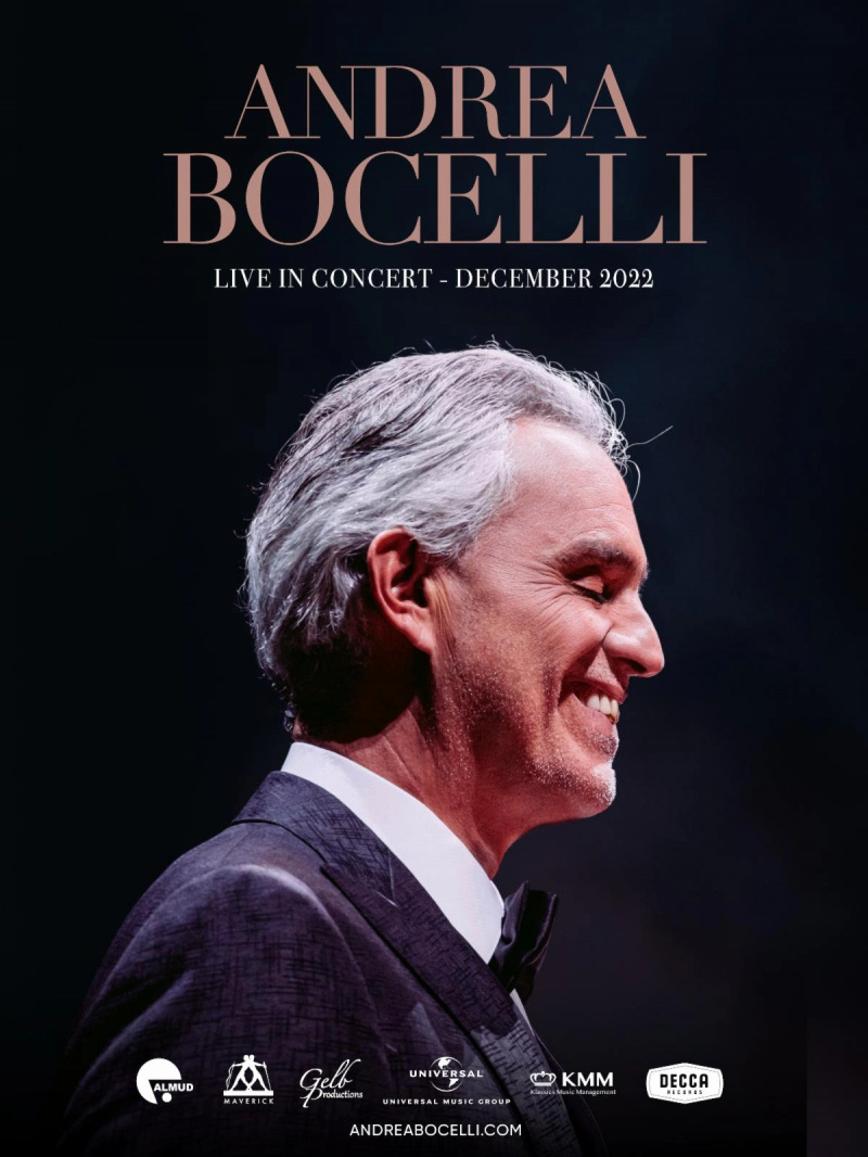 Андреа Бочели уживо у постеру концерта, датуми турнеје 2022