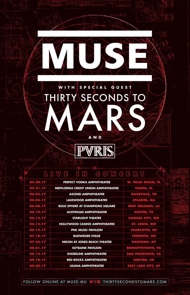 muusa 30 sekundit Muse to turnee koos 30 Seconds to Marsiga