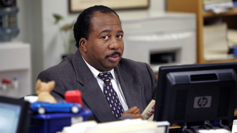 The Office Stanley rasistické správy spin-off seriálu Leslie David Baker ako Stanley Hudson na The Office (NBC)